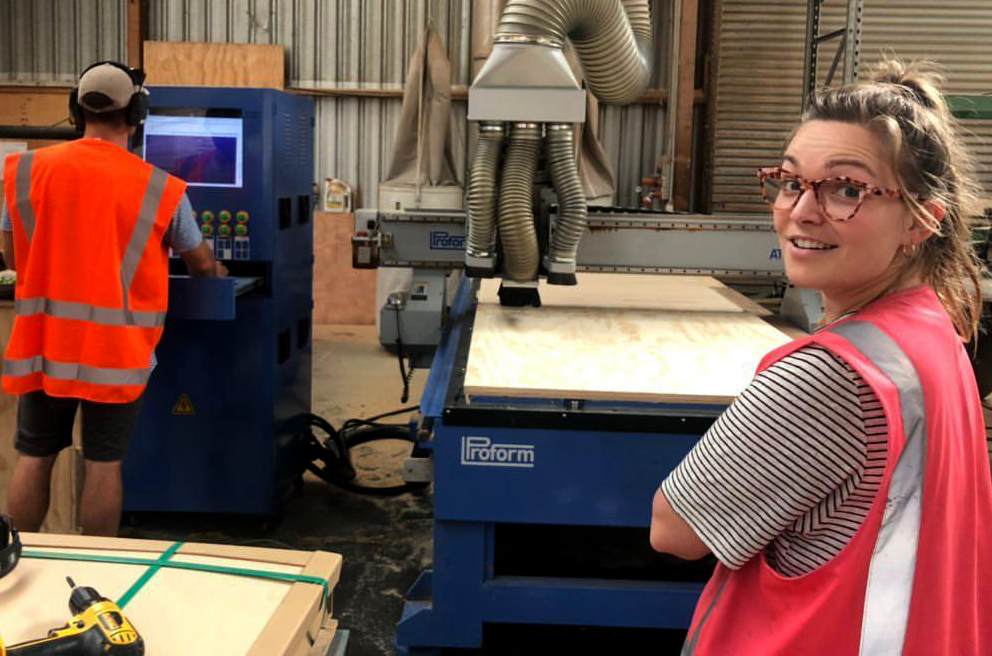 Katie Desk CNC router computer design cut woodwork