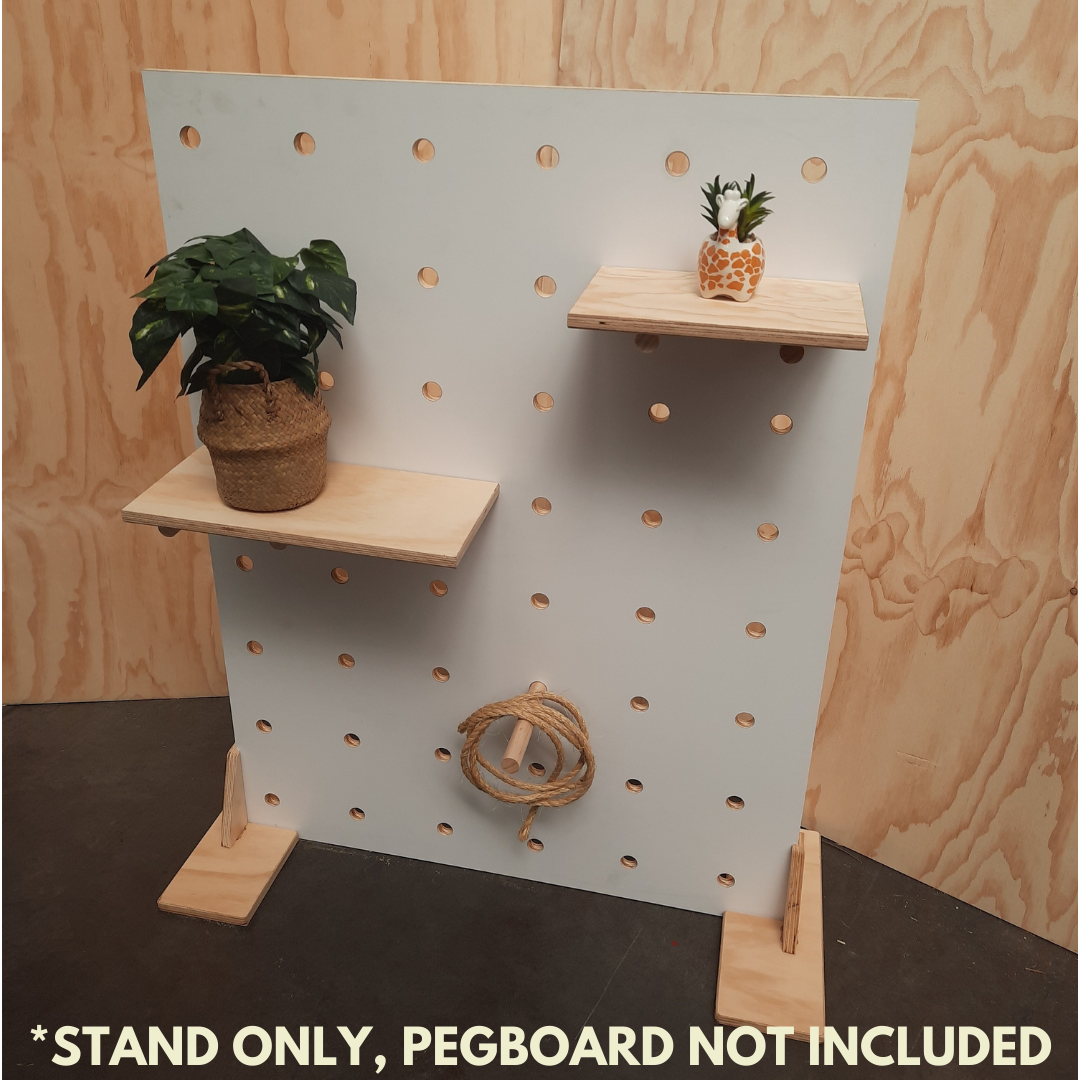 Pegboard Stand. Short Shelf, long shelf, peg.